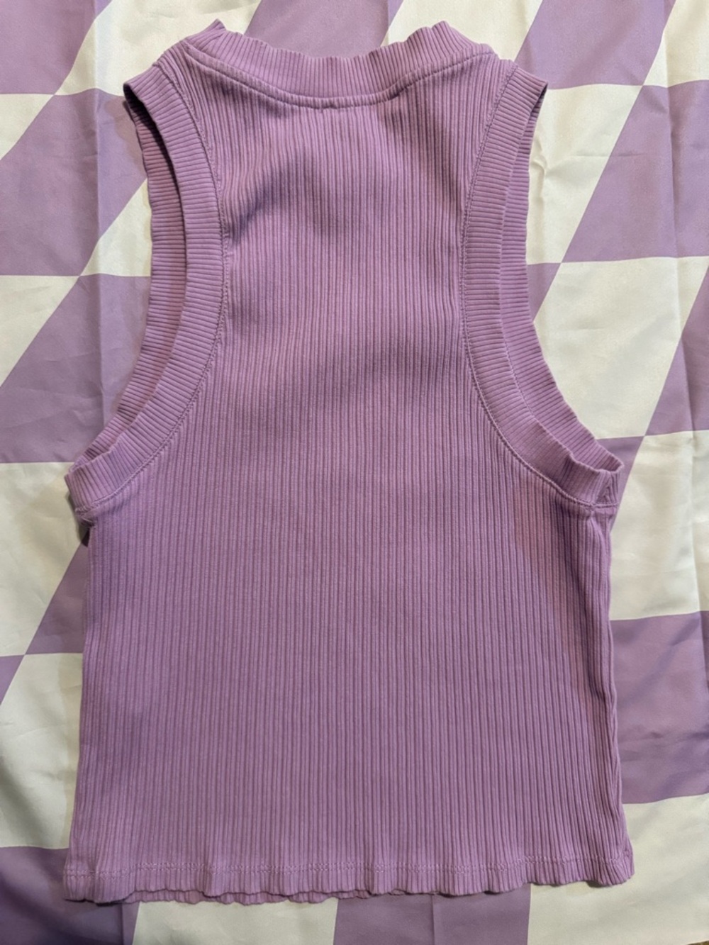 Zara Lilac Ribbed High-Neck Tank Top - Picture 6 of 6